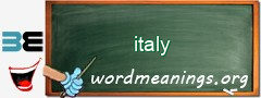 WordMeaning blackboard for italy